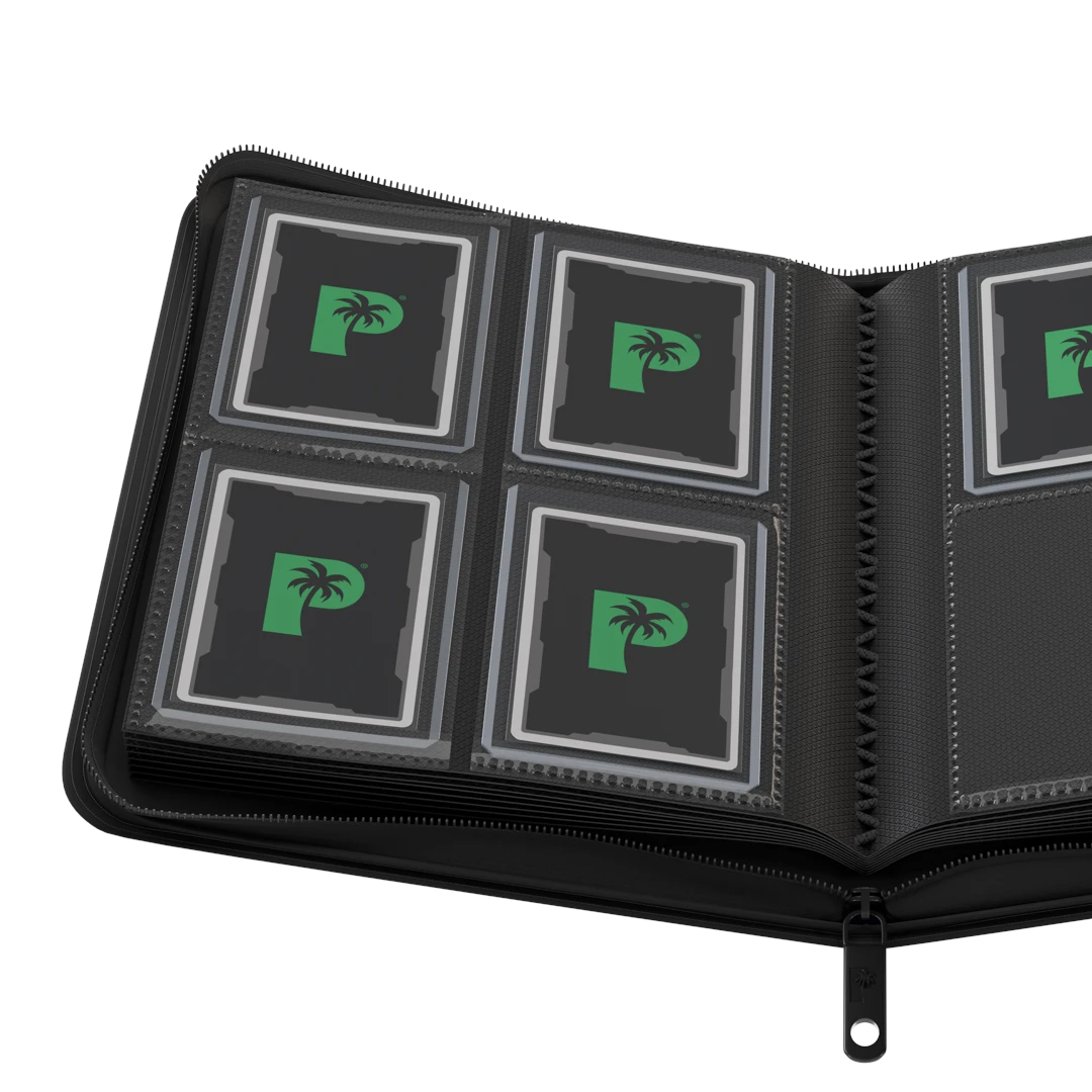 Palms Off Gaming - Collector's Series Top Loader Zip Binder - 4 Pocket - Black