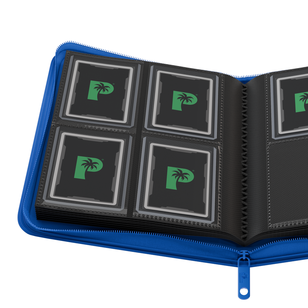 Palms Off Gaming - Collector's Series Top Loader Zip Binder - 4 Pocket - Blue