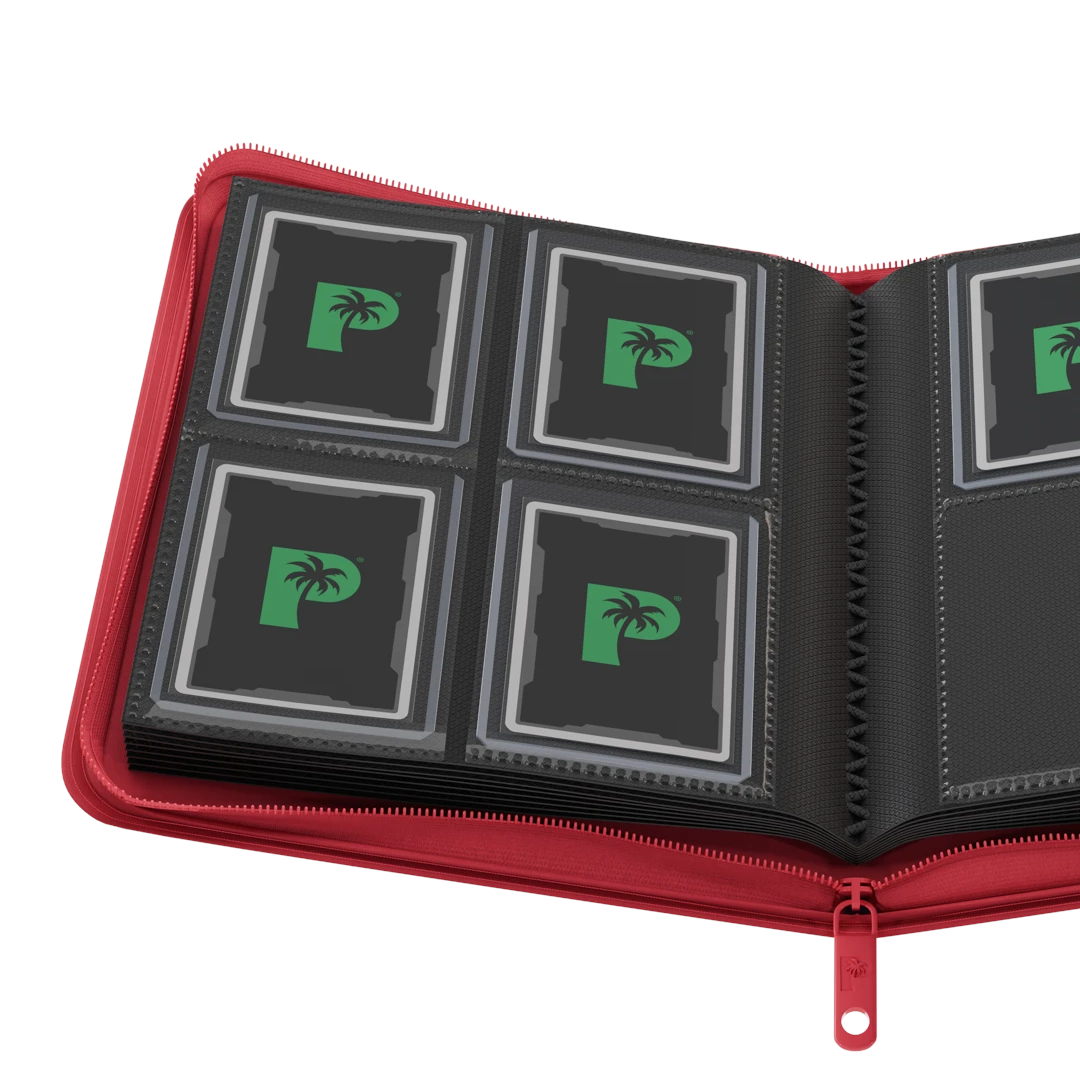 Palms Off Gaming - Collector's Series Top Loader Zip Binder - 4 Pocket - Red