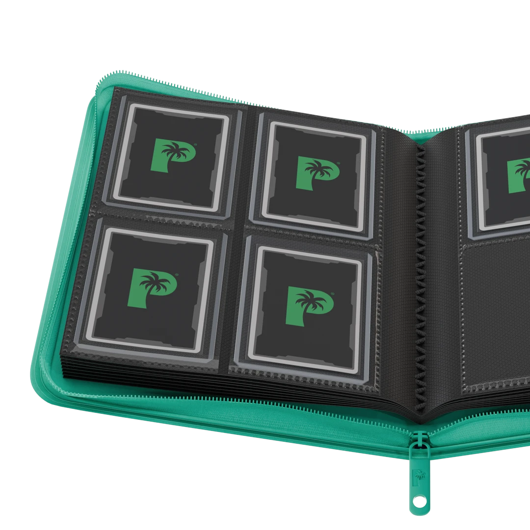 Palms Off Gaming - Collector's Series Top Loader Zip Binder - 4 Pocket - Turquoise
