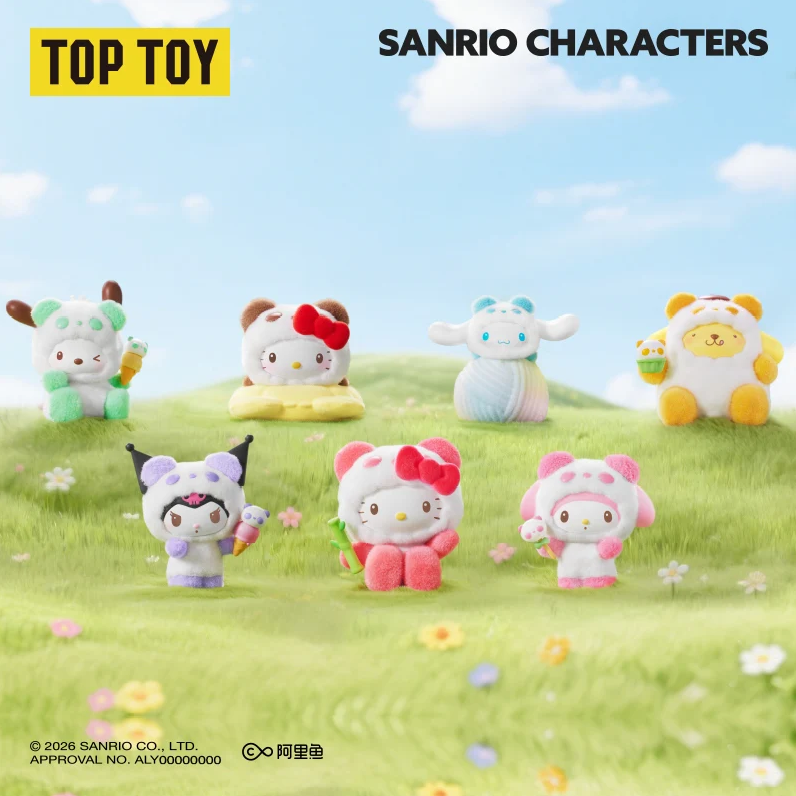 Sanrio Characters Colourful Panda Series Flocked Figures Blind Box