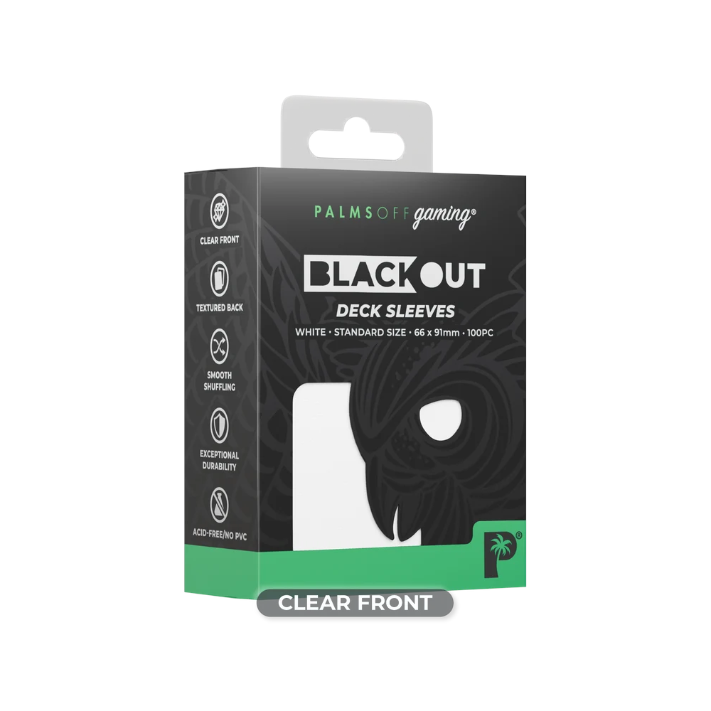 Palms Off Gaming - Blackout Deck Sleeves - Standard Size - White